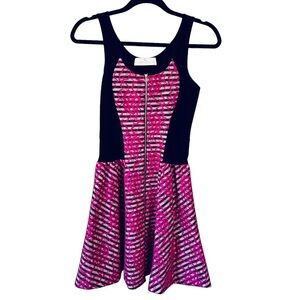 Amanda Uprichard A Line Striped Rose Jumper Sleeveless Dress Small